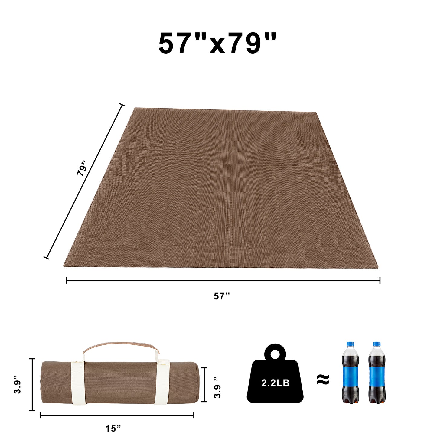 Personalized 57”x 79” Brown Canvas Water Resistant Picnic Blankets,Outdoor Blackets,Park Beach Blankets,Music Arts Festival Camping Blankets,Gift