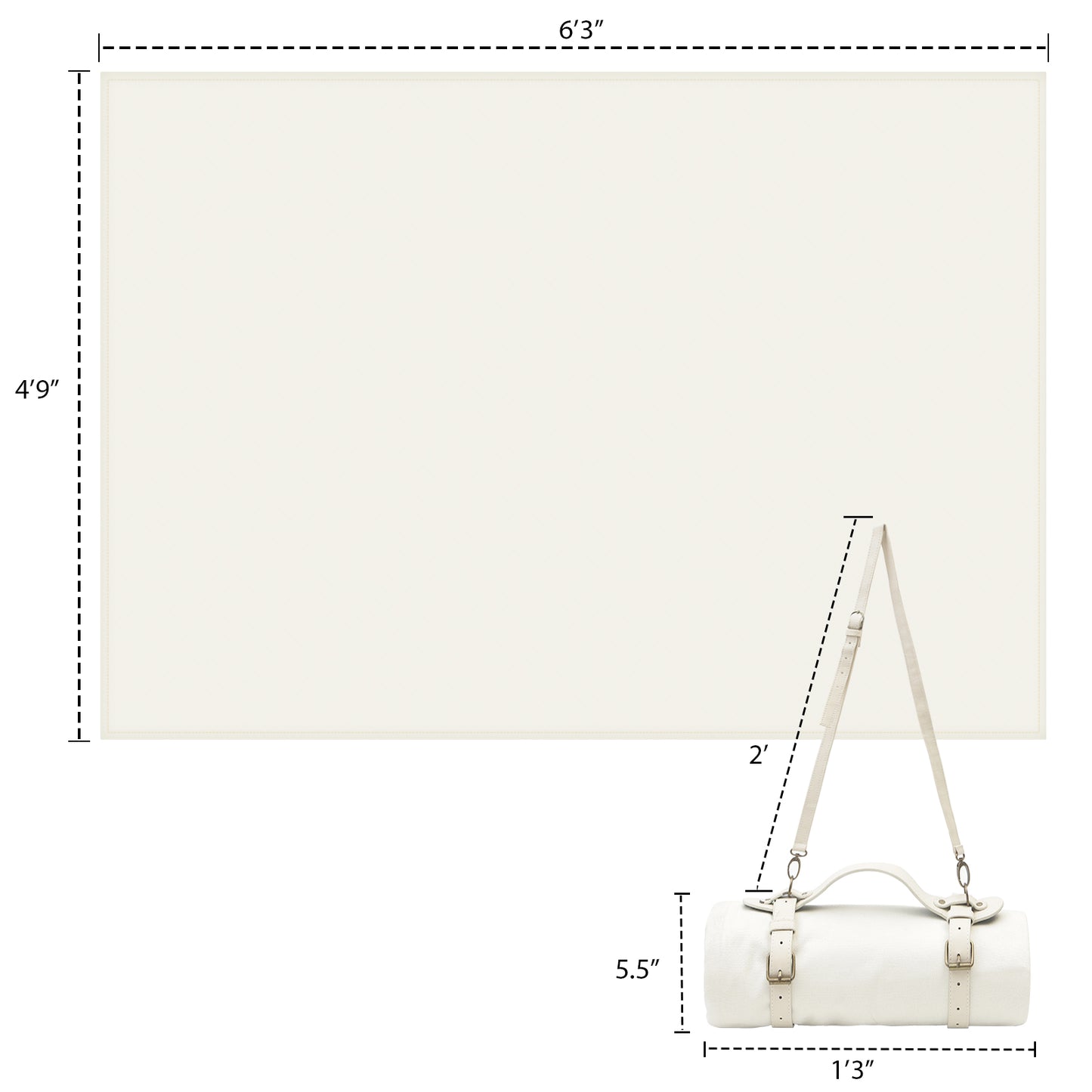 Custom White Picnic Blanket – Personalized 100% Cotton Canvas Beach Mat 4’9” x 6’3” for Family, Company, School & Gifts