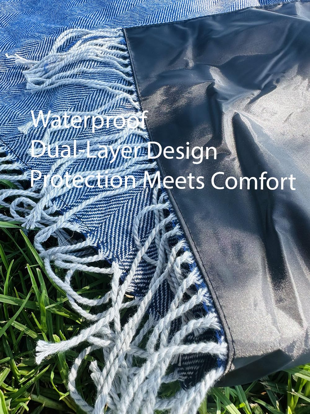 Waterproof 2 Layers Faux Picnic Blanket