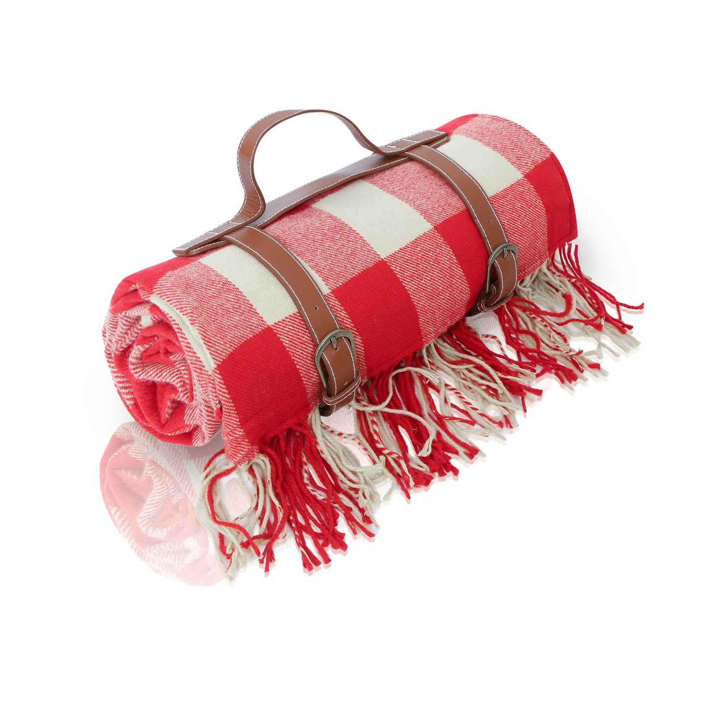 Customized Faux Wool (cashmere) Red Tartan Tassels Picnic Blankets Waterproof Camping,Park,Beach mat,Outdoor Blankets