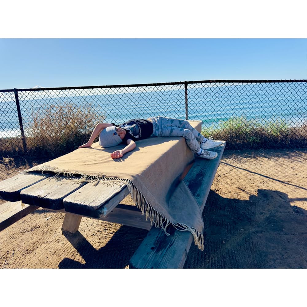 Customized Faux Wool (cashmere) Khaki Tassels Picnic Blankets Waterproof Camping,Park,Beach mat,Outdoor Blankets